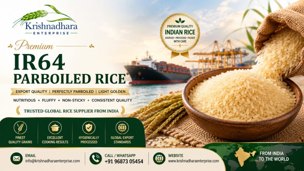 Premium IR64 Parboiled Rice Exporter from India – Delivering Quality Across Global Markets