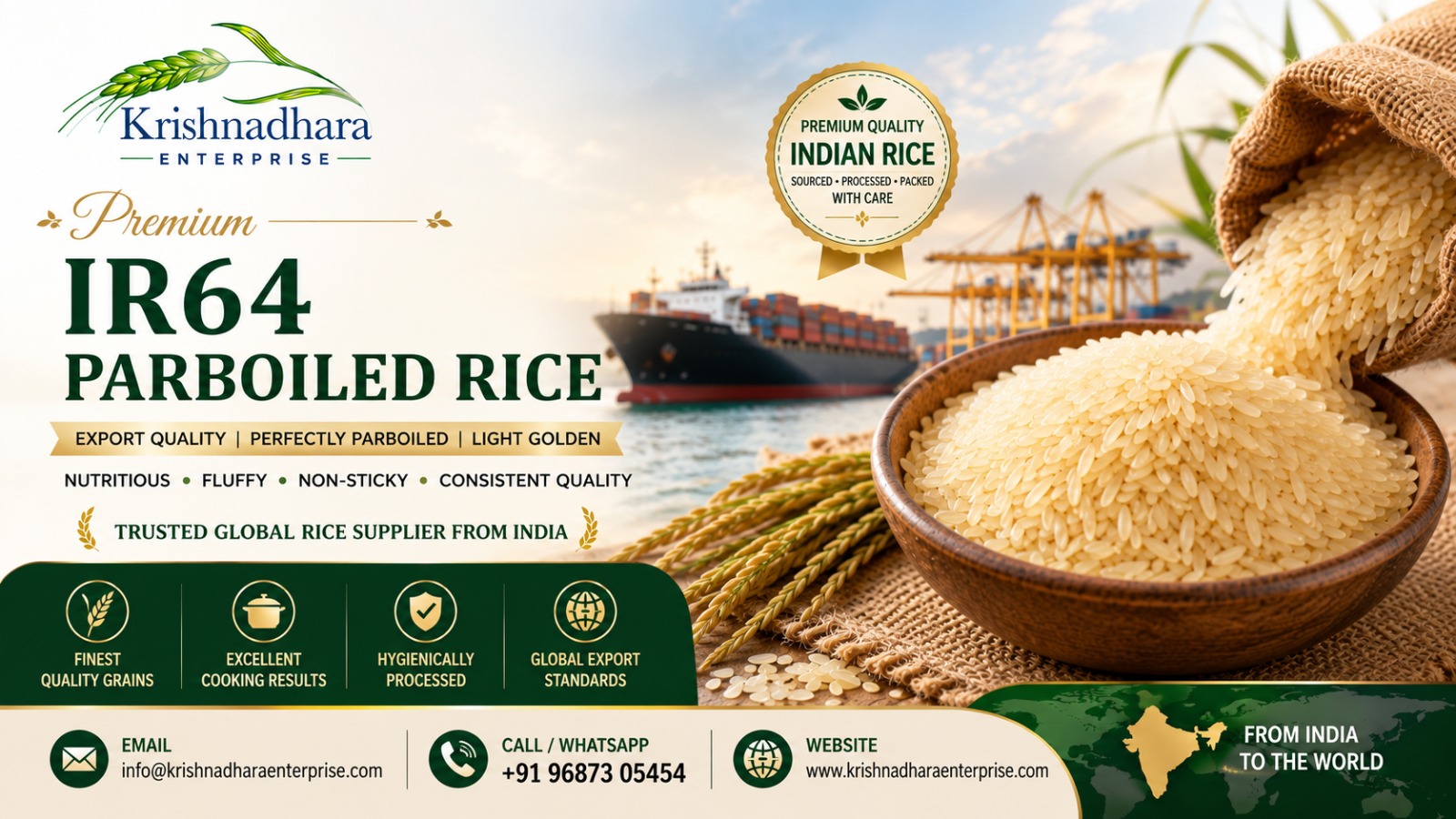 Premium IR64 Parboiled Rice Exporter from India – Delivering Quality Across Global Markets